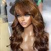 Highlight Blonde Loose Wave 150% Density 13x4 Brown Human Hair Wigs Glueless Transparent Side Part Lace Frontal Wigs For Women Natural Hairline Wig 22Inch view 3