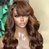 Highlight Blonde Loose Wave 150% Density 13x4 Brown Human Hair Wigs Glueless Transparent Side Part Lace Frontal Wigs For Women Natural Hairline Wig 22Inch view 4