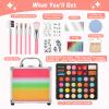 Anpro All-In-One Makeup Carry Case with Pro Teen Makeup Set, Full Starter Cosmetics Kit with Makeup Brushes, Eye Shadows Palette, Blushes, Glitter Gel, Temporary Tattoo Stickers view 2