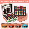 Anpro All-In-One Makeup Carry Case with Pro Teen Makeup Set, Full Starter Cosmetics Kit with Makeup Brushes, Eye Shadows Palette, Blushes, Glitter Gel, Temporary Tattoo Stickers view 3