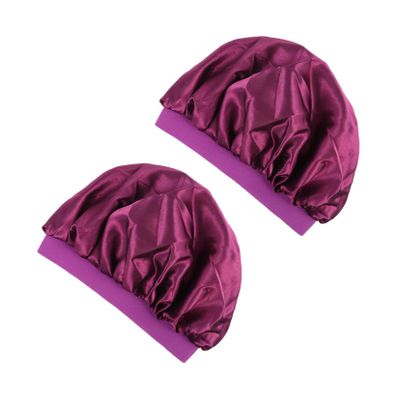 Holibanna 2pcs Wide Side Elastic Night Sleep Hat Wrap for Women Cap Comfortable and Stretchable for Hair for Nighttime Use Purple