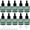10 Pack 1oz Dark Green Round Flat Shoulder Essential Oil Dropper Bottle With 2 Funnels And 2 Plastic Pipette, 30 ml Thick Bottom Dropper Bottle Travel Aromatherapy Oil Container view 1