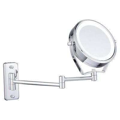 VVQQFGXN Wall Mount Vanity Makeup Mirrors Magnifying Hotel Bathroom Shaving Cosmetic Mirror Double Folding Arms Wall Mirrors Chrome