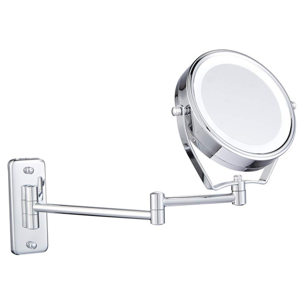 VVQQFGXN Wall Mount Vanity Makeup Mirrors Magnifying Hotel Bathroom Shaving Cosmetic Mirror Double Folding Arms Wall Mirrors Chrome