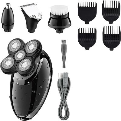 GeRRiT Electric Shavers for Bald Men, 4 in 1 Electric Shaver Beard Trimmer Razor Nose Trimmer Grooming Kit Waterproof Rechargeable Shaving Machine for Men