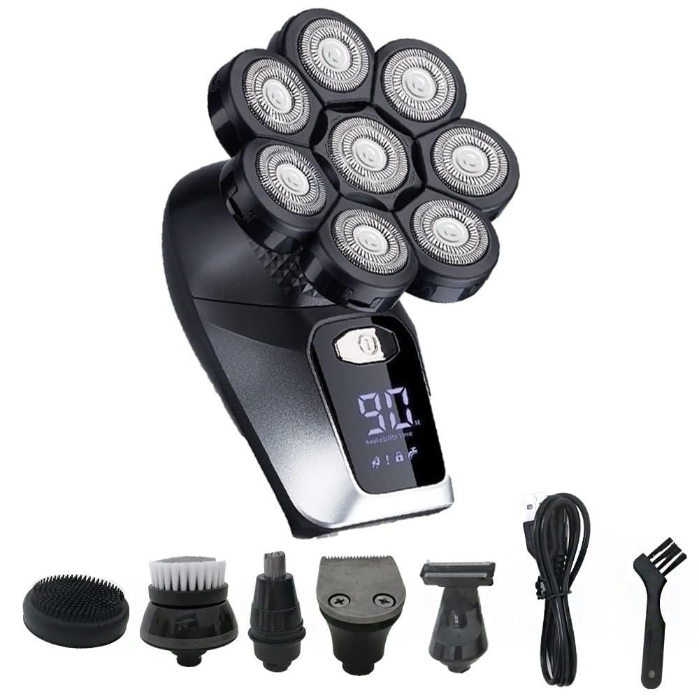 GeRRiT Electric Shavers for Bald Men, Multifunctional 8D Bald Head Shaver 6 in 1 Electric Razor Head Shavers for Bald Men LED Display Electric Shavers