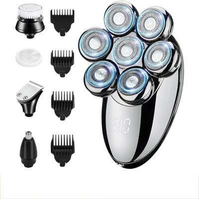 GeRRiT Electric Razor for Men's, Men Electric Shaver Bald Head 5 in 1 Beard Trimmer Razor Nose Hair Clipper Waterproof Nose Trimmer Professional Shaver Machine