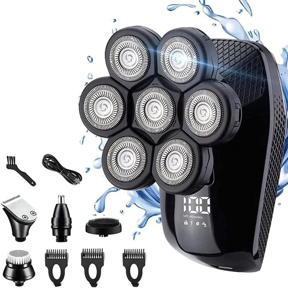 GeRRiT Electric Razor for Men's, 7 Cutter Head Electric Shaver 7D Razor for Men Head Shavers for Bald Shaver Multifunctional Grooming Kit Waterproof Cordless
