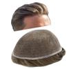 PUNRU HAIR Full French Lace Human Hair System for Men Black Brown Blonde Hair Toupee for Mens Hair Replacement System Bleached Knots Hairpiece 8"X10" #1820 Medium Ash Blonde with 20%gray-120%density view 1