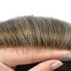 PUNRU HAIR Full French Lace Human Hair System for Men Black Brown Blonde Hair Toupee for Mens Hair Replacement System Bleached Knots Hairpiece 8"X10" #1820 Medium Ash Blonde with 20%gray-120%density view 3