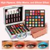 Anpro All-In-One Makeup Kit for Girls 10-12 with Case, Pro Teen Makeup Set, Tween Makeup Kit, Full Starter Make Up Kit with Brushes, Eyeshadow Palette, Blushes, Glitter Gel, Temporary Tattoo Stickers view 3
