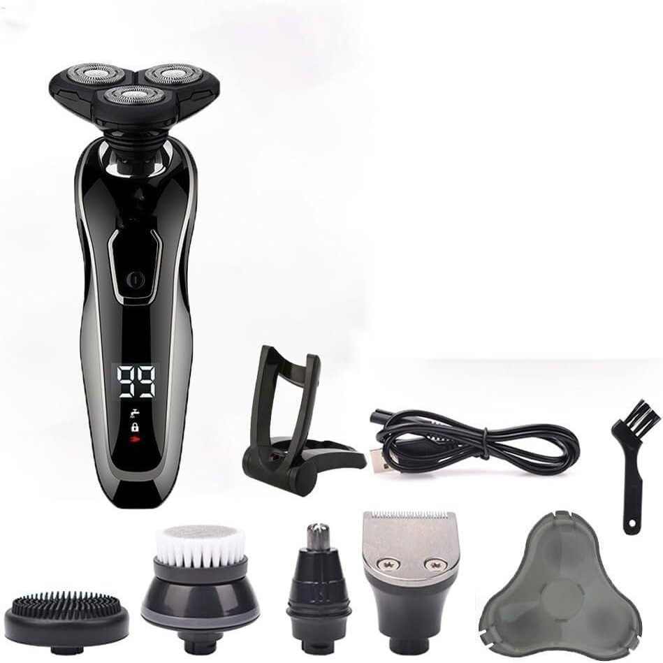 GeRRiT Electric Razor for Men, 5 in 1 Electric Razor Electric Shaver Hair Cutting Shaving Machine for Men Clipper Beard Trimmer Rotary Shaver Fast Charging