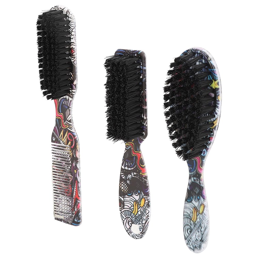 3pcs Beard Brush Set, 2 in 1 Barber Beard Brush, Comb and Brush Reinforced Bristles Portable and Lightweight for Stylingand Grooming