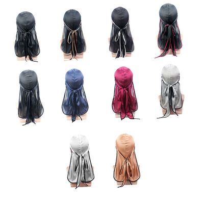 Women's Turban Headscarf 2 Pack Silk Long Tail Elastic Fit Hat White