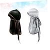 Women's Turban Headscarf 2 Pack Silk Long Tail Elastic Fit Hat White view 3