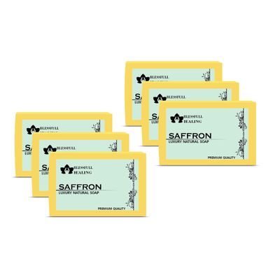 Blessfull Healing Luxury Saffron Handmade Natural Soap Bars (125 Gram / 4.4 OZ) (Pack Of 6)