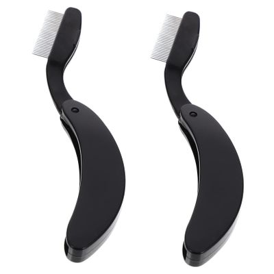 Mikinona 2pcs Eyebrow and Eyelash Comb Portable Dual-use Makeup Tools for Grooming Stainless Steel Folding Design for Men and Women for Daily Eye Makeup Application