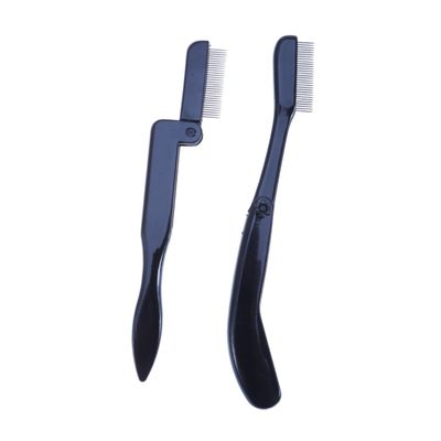 SKISUNO 2pcs Stainless Steel Eyebrow Wand Fine Pins Plastic Handle Folding Eyebrow Comb for Makeup