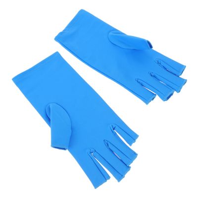 Outanaya Fingerless Uv Protection Gloves for Manicure Sunscreen Gel Nail Gloves Anti-uv Half Finger for Nail Shops and Home Use Blue