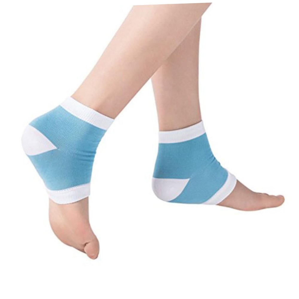 FRCOLOR Spa Vented Gel Heel Socks Moisturizing Open Toe Recovery Sleeves for Dry Cracked Skin Enriched with Vitamins for Soft Feet Breathable for Daily Use Blue