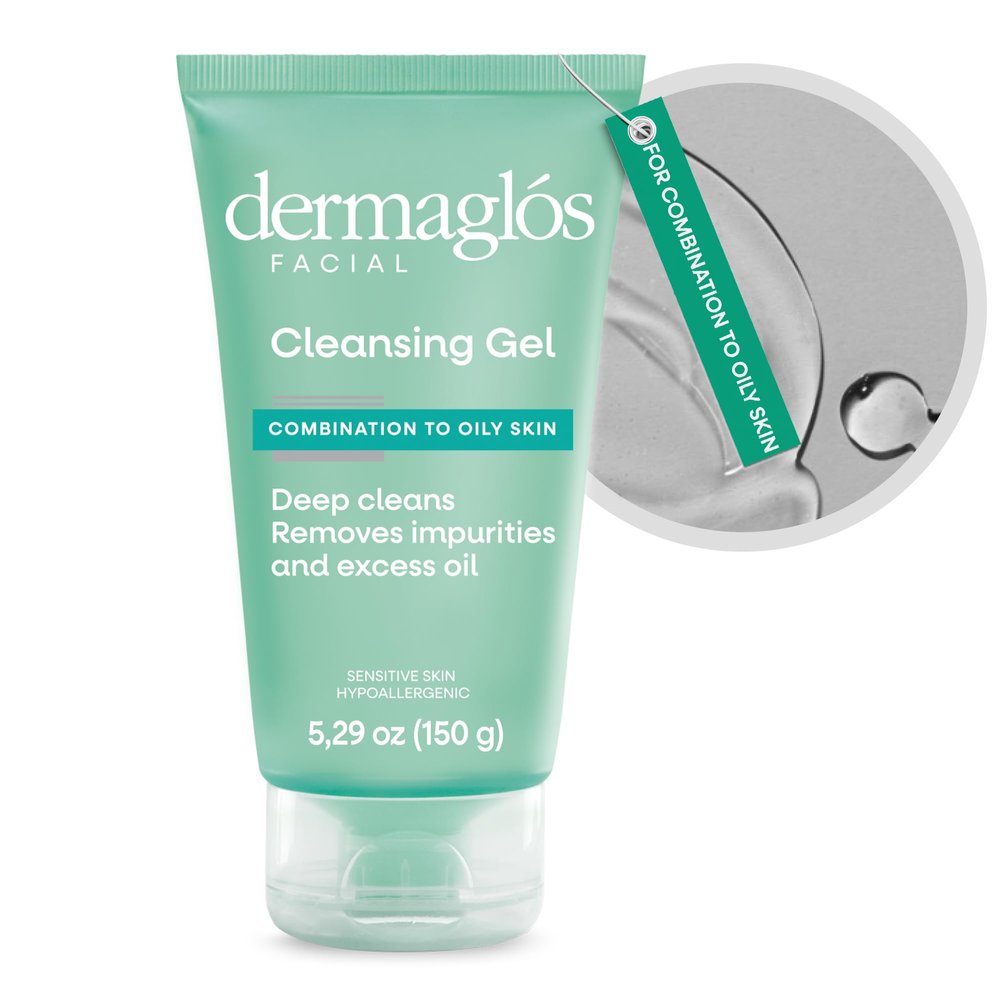 Dermaglos Facial Cleanser, For Combination to Oily Skin | Provitamin B5, Allantoin, Glycerin | Daily Face Wash, Deep Cleansing Gel, Impurity & Excess Oil Removal | Acne Cleanser | 5.29 Oz