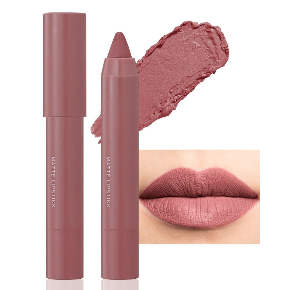 BINGBRUSH Crayon Matte Longwear Lipstick Pack Set,Moisture Smooth Color Stick Ultimate Lip Pencil Stain Crayon for Makeup Collection - Waterproof Velvet Long Lasting Lipstick Gloss for Women(04#)