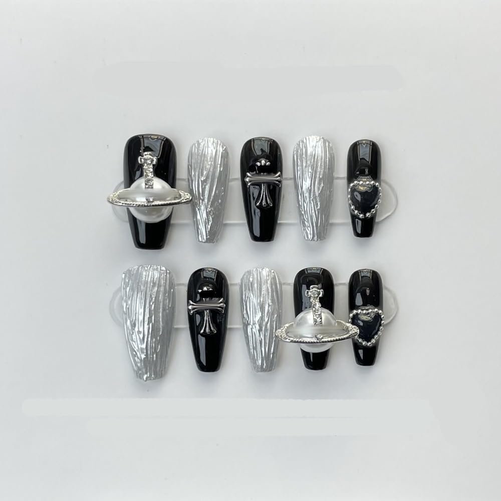 ZIIVIEVS Heavy Industry Collection Phototherapy Handmade Nail Wearing Light Luxury Full Diamond Nail Wearing Finished Nail Stickers (Size : 523, Color : M)