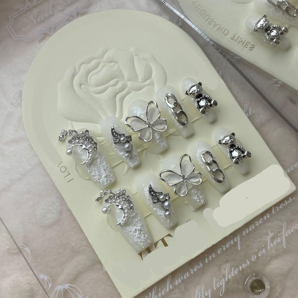 Heavy Industry Collection Phototherapy Handmade Nail Wearing Light Luxury Full Diamond Nail Wearing Finished Nail Stickers (Size : 612, Color : S)