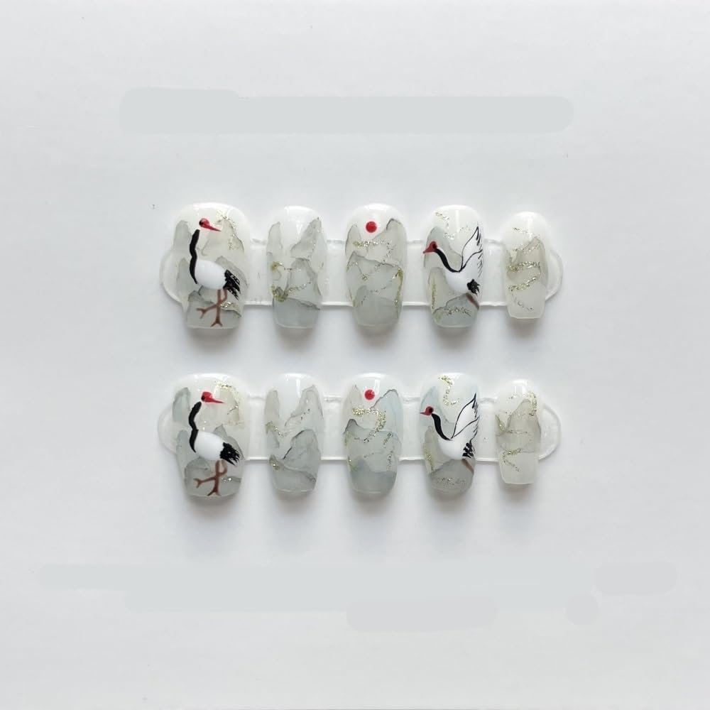ZIIVIEVS Heavy Industry Collection Phototherapy Handmade Nail Wearing Light Luxury Full Diamond Nail Wearing Finished Nail Stickers (Size : 535, Color : L)
