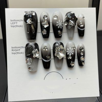 Heavy Industry Collection Phototherapy Handmade Nail Wearing Light Luxury Full Diamond Nail Wearing Finished Nail Stickers (Size : 569, Color : S)