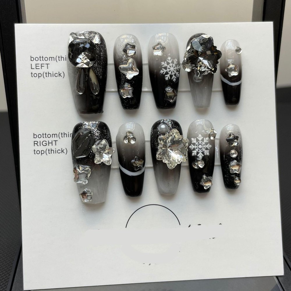 Heavy Industry Collection Phototherapy Handmade Nail Wearing Light Luxury Full Diamond Nail Wearing Finished Nail Stickers (Size : 569, Color : S)