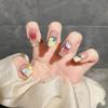 ZIIVIEVS Handmade contrasting love graffiti for white and cute manicure, handmade wearing nails, contrasting love fake nails, 10PCS (Size : M) view 1