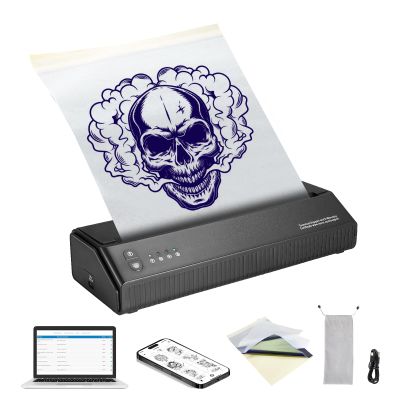VEVOR Tattoo Stencil Printer, Wireless Bluetooth Tattoo Printer Transfer Stencil Machine with 10Pcs Transfer Paper, Compatible for iOSAndroid Phone, iPadPC (with Storage Bag)