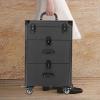 AJLVDY On-the-go Storage Case with Key Roller, Makeup Suitcase Large Capacity, Makeup Suitcase with 4 Wheels Suitable for Manicurist Makeup Artist Beginners and Professionals,Black view 4