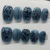 ZIIVIEVS New Chinese Style Cat Eye Hand Painted Bamboo Handmade Wearable Nail Removable Nail Fake Patch 10PCS (Size : L) view 1