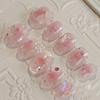 Halo dyed powder blusher butterfly camellia short manicure hand wear nail piece waterproof removable false nail 10PCS (Size : L) view 1