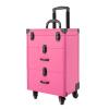 AJLVDY On-the-go Storage Case with Key Roller, Makeup Suitcase Large Capacity, Makeup Suitcase with 4 Wheels Suitable for Manicurist Makeup Artist Beginners and Professionals,Rose red, Rosered view 1