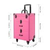 AJLVDY On-the-go Storage Case with Key Roller, Makeup Suitcase Large Capacity, Makeup Suitcase with 4 Wheels Suitable for Manicurist Makeup Artist Beginners and Professionals,Rose red, Rosered view 2