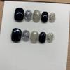 Handmade nail art, wearing fake nail patches, finished black sparkling diamond, halo dyed short pieces, 10PCS (Size : S) view 1