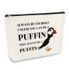 Puffin Gifts Puffin Bird Lover Gift Cosmetic Bag Animal Lover Gift for Women Makeup Bag Birdwatcher Gifts Seabird Gift Idea Christmas Birthday Graduation Gift for Daughter Friends Sister Travel Pouch view 1