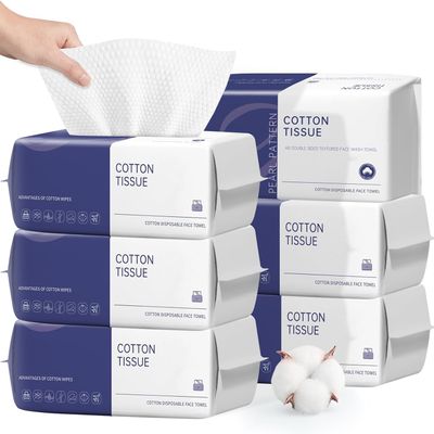 Disposable Face Towel, 600 Count Face Towels, for Washing Soft Cotton Dry Wipes Facial Cloths Towelettes for Washing and Drying, Facial Tissue for Cleansing, Skincare and Makeup Remover