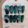 Handmade Wearing Armor Extension T Yumeiren Advanced Transparent and Flawless Emerald Cat Eye Nail Patch 10PCS(M) view 2