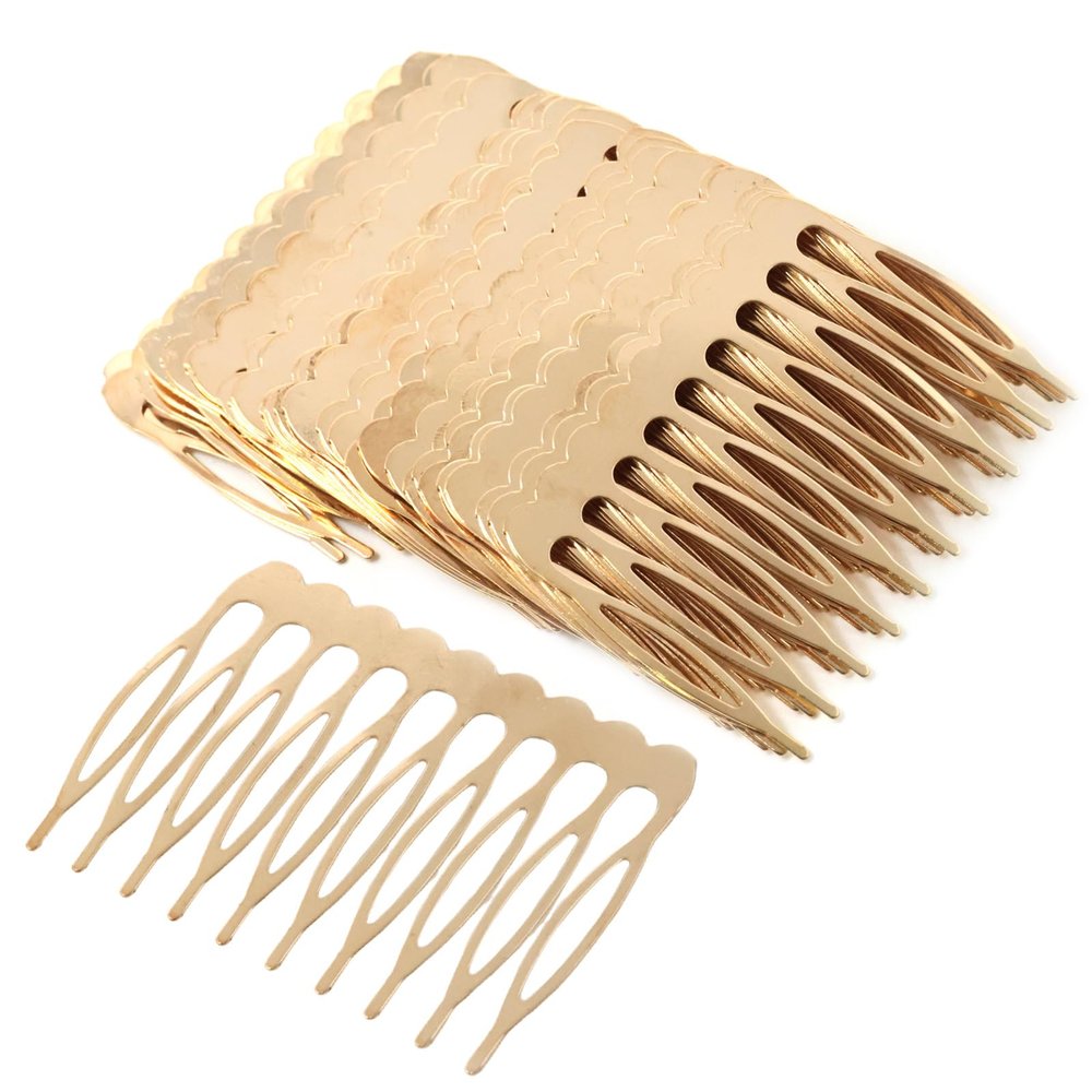 Honbay 30PCS 10 Teeth Metal Hair Combs Hair Side Combs Hair Clip Combs Twist Combs Wedding Bridal Veil Combs Wig Combs Headpieces Accessories Combs Updo Bun Chignon Hair Styling Accessories