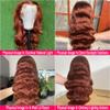 180% Density Reddish Brown 13x6 Lace Front Wigs Human Hair Pre Plucked 13x6 HD Transparent Body Wave Lace Front Wigs For Women Ginger 33# Colored Brazilian Virgin Hair Glueless Wigs Human Hair 30Inch view 4