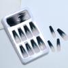 CEWEWP Black Gradient Press on Nails Long Square Fake Nails Glossy Acrylic Nails with Gradient Green Design Glue on Nails Y2K French Full Cover False Nails for Women Manicure Decoration 24Pcs view 2