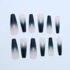 CEWEWP Black Gradient Press on Nails Long Square Fake Nails Glossy Acrylic Nails with Gradient Green Design Glue on Nails Y2K French Full Cover False Nails for Women Manicure Decoration 24Pcs view 3