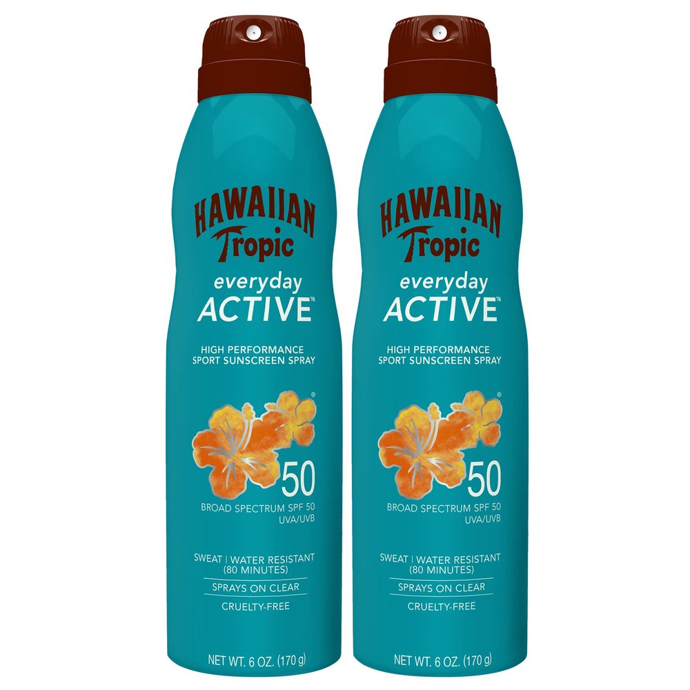 Hawaiian Tropic Sheer Touch Ultra Radiance Lotion Sunscreen SPF 50 & Everyday Active Spray Sunscreen SPF 50, 6oz | Hawaiian Tropic Sunscreen SPF 50, Sunblock, Oxybenzone No Sunscreen