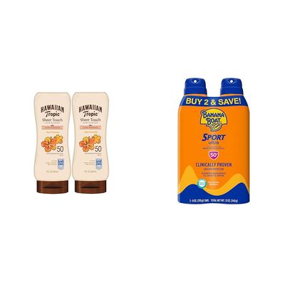 Hawaiian Tropic Hawaiian Tropic Sheer Touch Ultra Radiance Lotion Sunscreen SPF 50 & Banana Boat Sport Ultra SPF 50 Sunscreen Spray Twin Pack