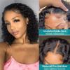 180 Density Water Wave Short Bob Wig HD Transparent 13x4 Lace Frontal Wig Pre Plucked Deep Curly Lace Front Wig Human Hair For Women Ready to Go Wear Glueless Wig Middle Part Natural Color 8Inch view 2