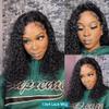 180 Density Water Wave Short Bob Wig HD Transparent 13x4 Lace Frontal Wig Pre Plucked Deep Curly Lace Front Wig Human Hair For Women Ready to Go Wear Glueless Wig Middle Part Natural Color 8Inch view 3
